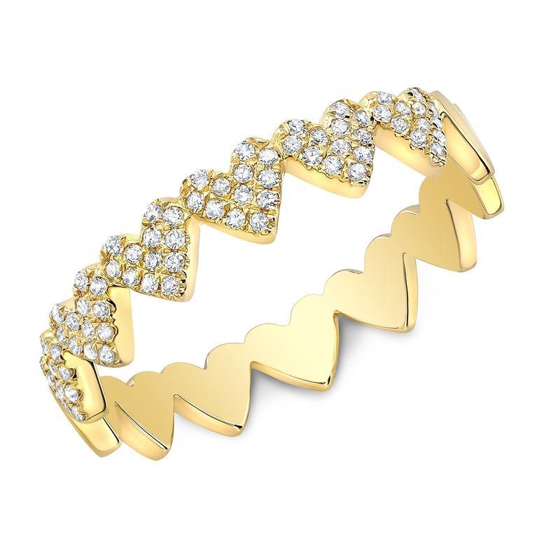 14K Rose Gold Diamond Heart Stackable Band-Rings-Maurice's Jewelers-Yellow Gold-4-