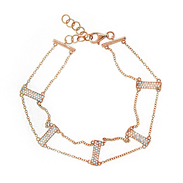 14K White Gold Diamond Ladder Bracelet-Bracelets-Maurice's Jewelers-Rose Gold-
