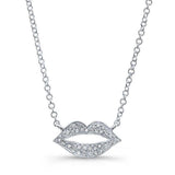 Diamond Lips Pendant-Necklaces-majolie-White Gold-
