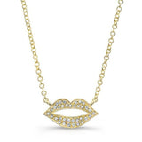 Diamond Lips Pendant-Necklaces-majolie-Yellow Gold-