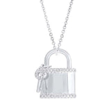 14K White Gold Diamond Locket And Key Necklace-Necklaces-Maurice's Jewelers-