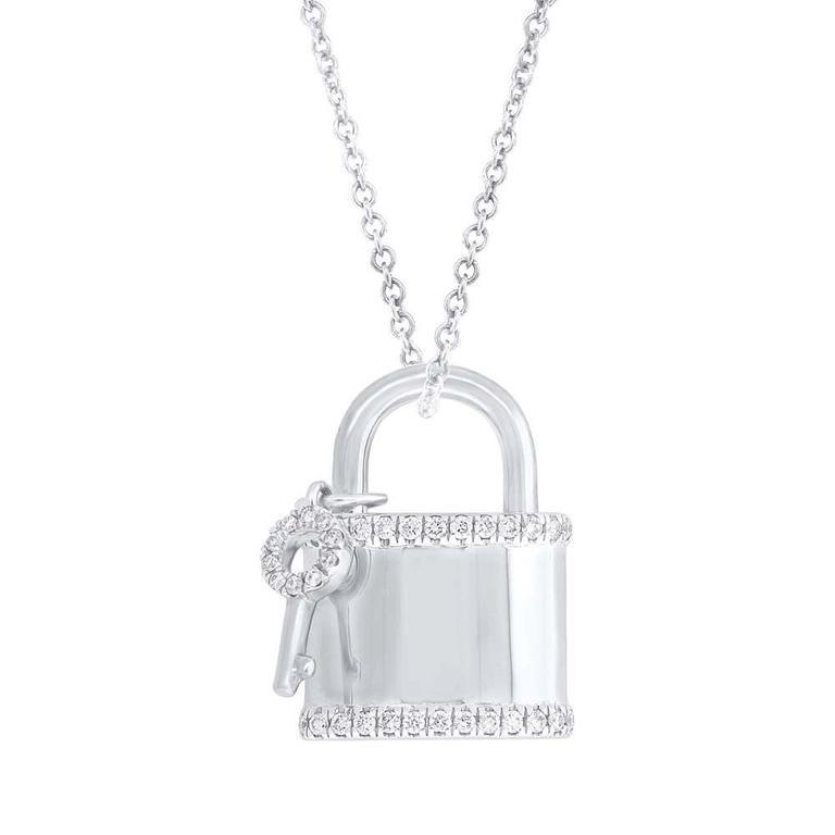 14K Rose Gold Diamond Locket And Key Necklace