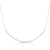 Diamond Long Thin Crescent Necklace-Necklaces-majolie-White Gold-