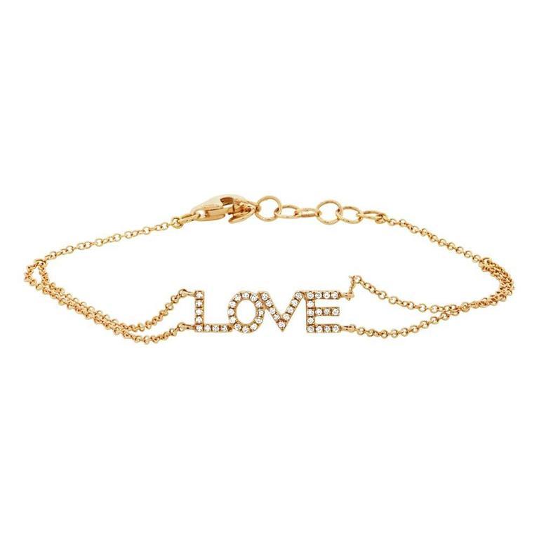 14K White Gold Diamond "Love" Double Chain Bracelet-Bracelets-Maurice's Jewelers-Yellow Gold-
