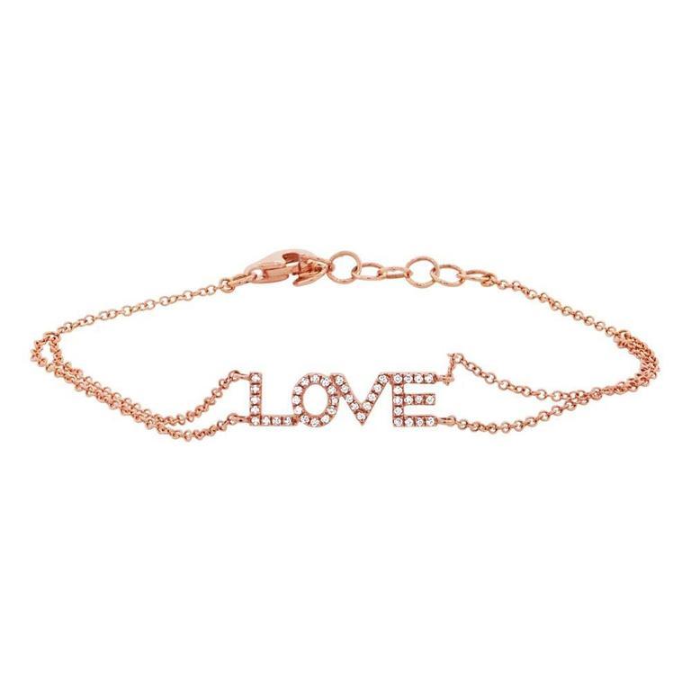 14K White Gold Diamond "Love" Double Chain Bracelet-Bracelets-Maurice's Jewelers-Rose Gold-