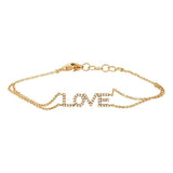 14K Yellow Gold Diamond "Love" Double Chain Bracelet