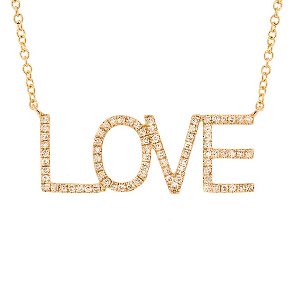 14K White Gold Diamond "LOVE" Necklace-Necklaces-Maurice's Jewelers-Yellow Gold-