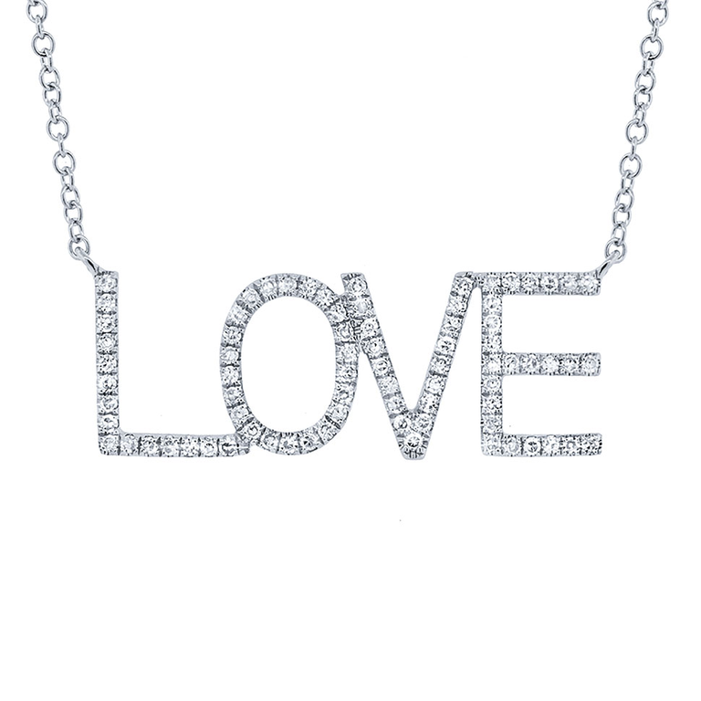 14K Rose Gold Diamond "LOVE" Necklace-Necklaces-Maurice's Jewelers-White Gold-