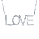 14K White Gold Diamond "LOVE" Necklace