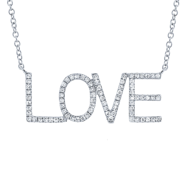 14K White Gold Diamond "LOVE" Necklace-Necklaces-Maurice's Jewelers-White Gold-