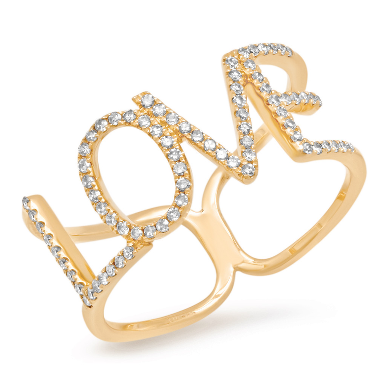 14K Yellow Gold Diamond “LOVE” Ring-Rings-Maurice's Jewelers-Yellow Gold-