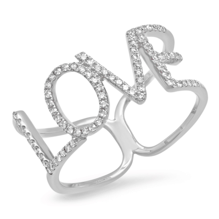14K White Gold Diamond “LOVE” Ring