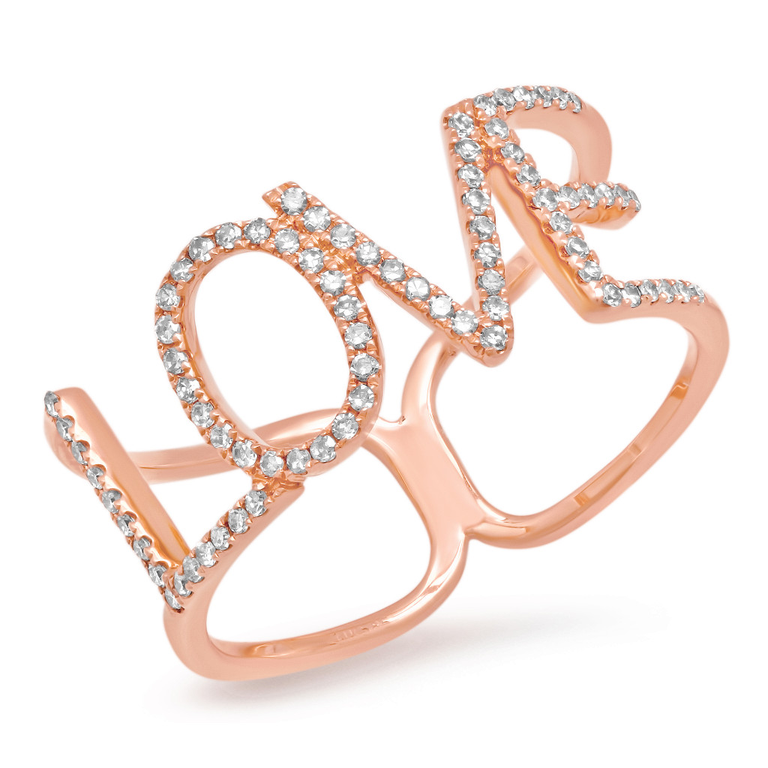 14K Yellow Gold Diamond “LOVE” Ring-Rings-Maurice's Jewelers-Rose Gold-