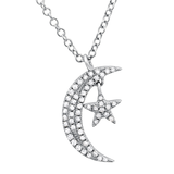 14K Rose Gold Diamond Mini Moon and Star Necklace