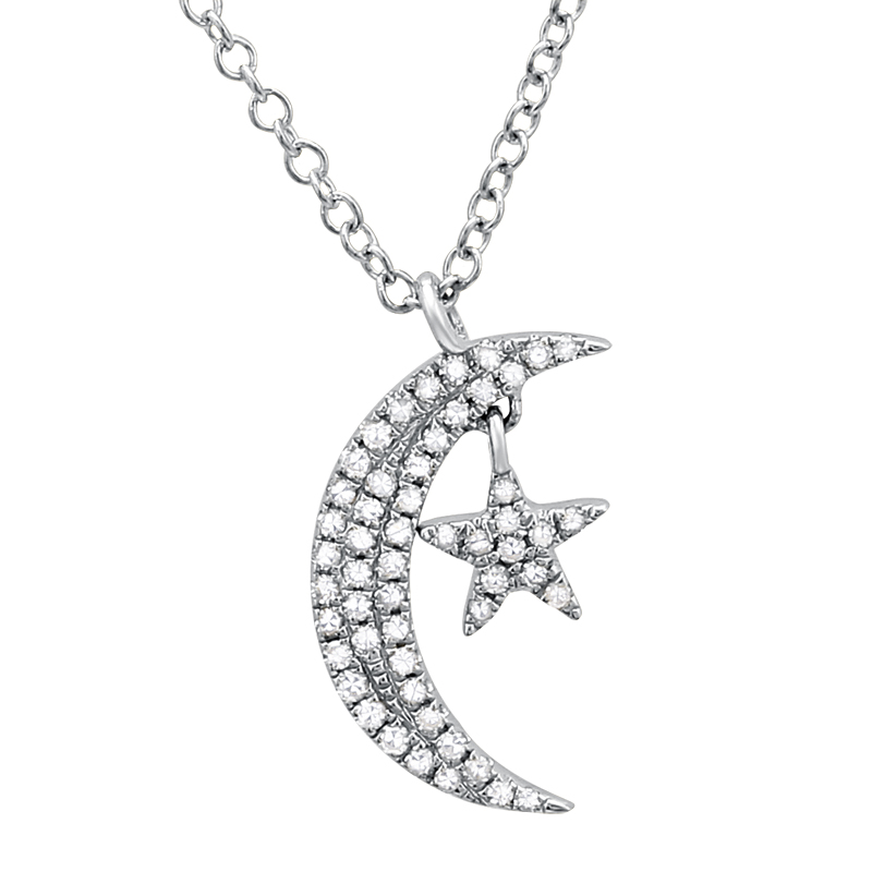Moon and Star Cremation Pendant - Memorial Jewelry | Tempus Metals