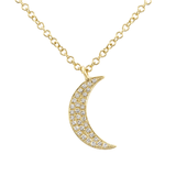14K White Gold Diamond Mini Moon Necklace