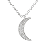 14K Yellow Gold Diamond Mini Moon Necklace-Necklaces-superbell-White Gold-