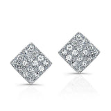 Diamond Mini Square Earrings-Earrings-majolie-White Gold-