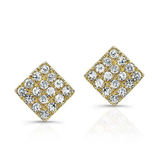 Diamond Mini Square Earrings-Earrings-majolie-Yellow Gold-