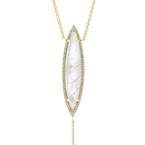 Diamond Moonstone Lariat Necklace-Necklaces-majolie-Yellow Gold-