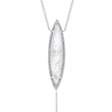 Diamond Moonstone Lariat Necklace-Necklaces-majolie-White Gold-
