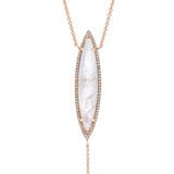 Diamond Moonstone Lariat Necklace-Necklaces-majolie-Rose Gold-