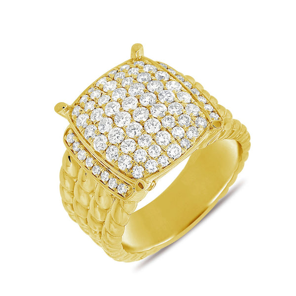 14K Yellow Gold Diamond Mult-Row Rope Ring