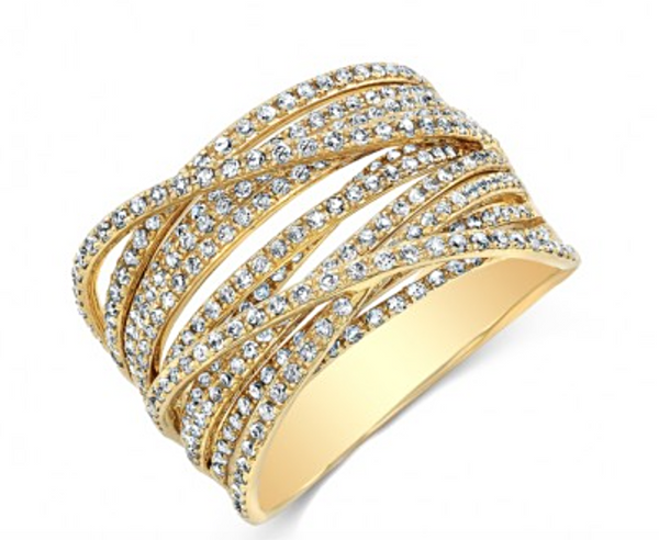 14K White Gold Diamond Multi Crossover Ring