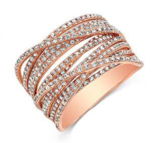 14K Yellow Gold Diamond Multi Crossover Ring-Rings-majolie-Rose Gold-4-