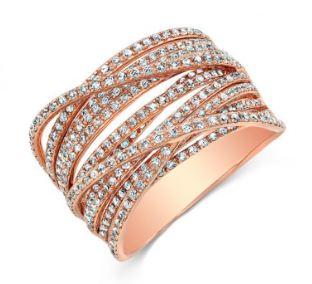 14K Rose Gold Diamond Multi Crossover Ring