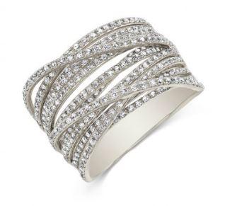 14K White Gold Diamond Multi Crossover Ring