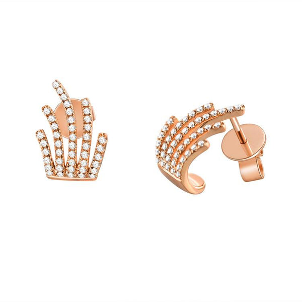 Diamond Multi-Row Huggie Earrings