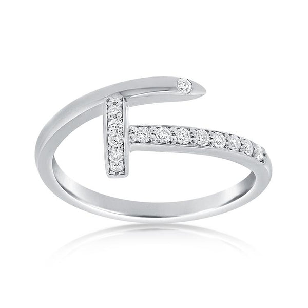 14K White Gold Diamond Nail Ring