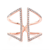 Diamond Open Angled Fashion Ring-Rings-majolie-Rose Gold-