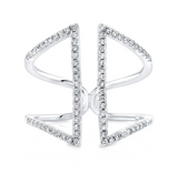 Diamond Open Angled Fashion Ring-Rings-majolie-White Gold-