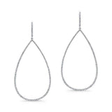 Diamond Open Pear Shape Dangle Earrings-EARRINGS-majolie-White Gold-
