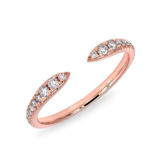 14K Rose Gold Diamond Open Spike Ring