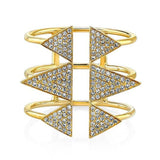 14K Yellow Gold Diamond Open Triple Band Triangle Ring-Rings-majolie-Yellow Gold-5-