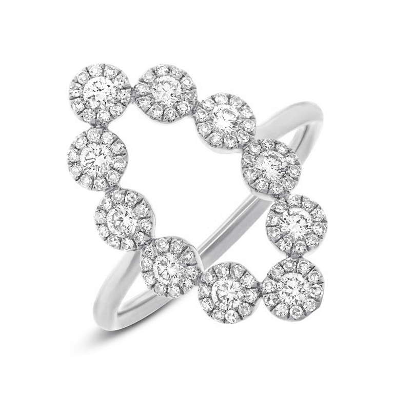 14K Yellow Gold Diamond Oval Halo Ring-Rings-Maurice's Jewelers-White Gold-4-