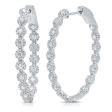 14K Yellow Gold Diamond Oval Large Hoop Earrings-Earrings-Maurice's Jewelers-White Gold-