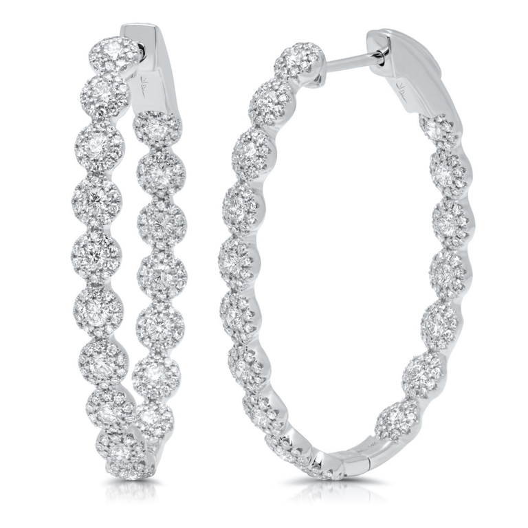 14K Yellow Gold Diamond Oval Large Hoop Earrings-Earrings-Maurice's Jewelers-White Gold-