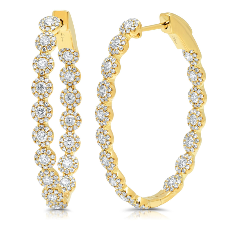 14K Yellow Gold Diamond Oval Large Hoop Earrings-Earrings-Maurice's Jewelers-Yellow Gold-
