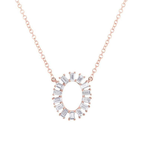 14K Rose Gold Diamond Oval Necklace