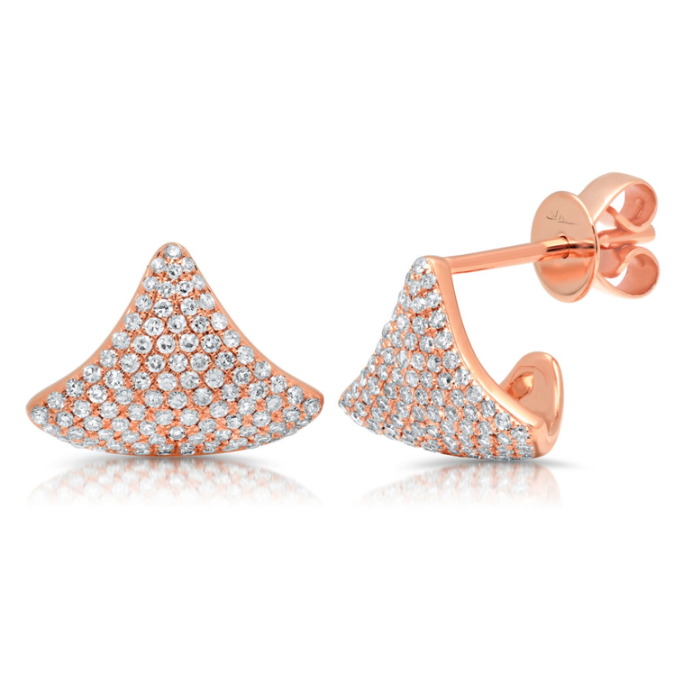 14K White Gold Diamond Pave Cuff Earrings