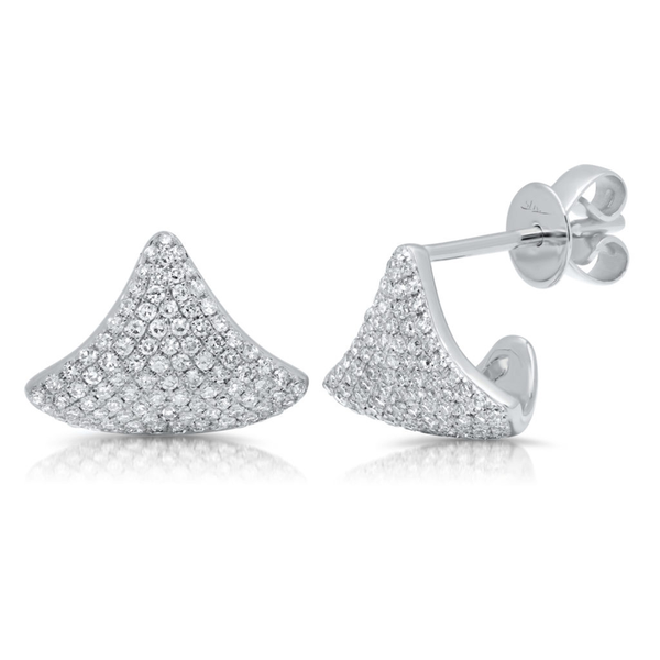 14K White Gold Diamond Pave Cuff Earrings