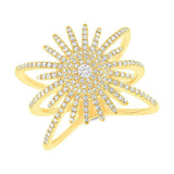 14K White Gold Diamond Pave Sunburst Ring-Rings-Maurice's Jewelers-Yellow Gold-4-