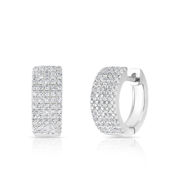 14K Yellow Gold Diamond Pave Thick Huggie Earrings