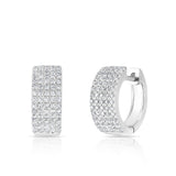 14K White Gold Diamond Pave Thick Huggie Earrings