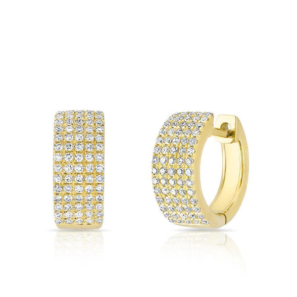 14K Yellow Gold Diamond Pave Thick Huggie Earrings-earrings-majolie-Yellow Gold-