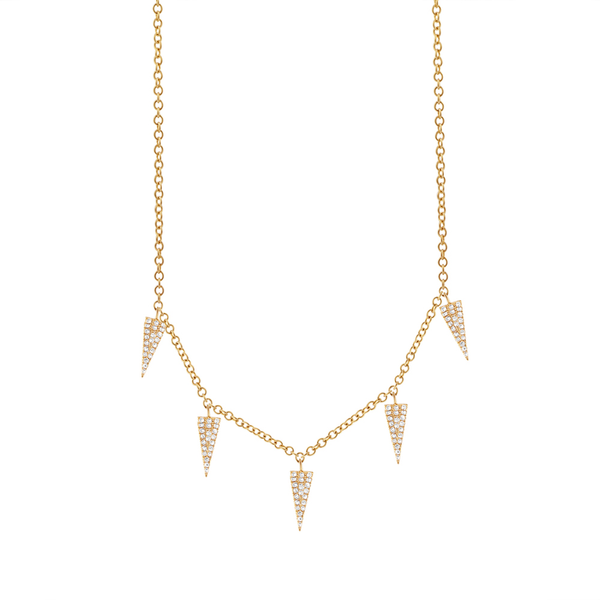 14K White Gold Diamond Pave Triangle Necklace-Necklaces-Maurice's Jewelers-Yellow Gold-